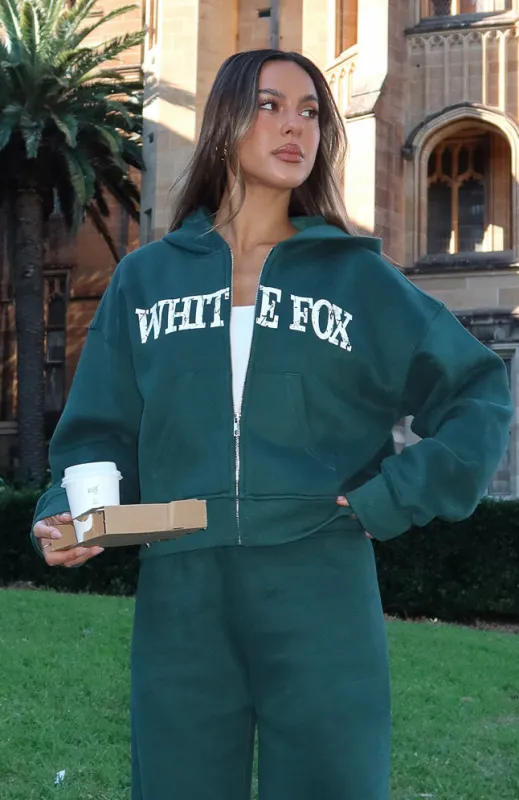 Brand New Start Boxy Zip Front Hoodie Forest Green sold by White Fox Boutique