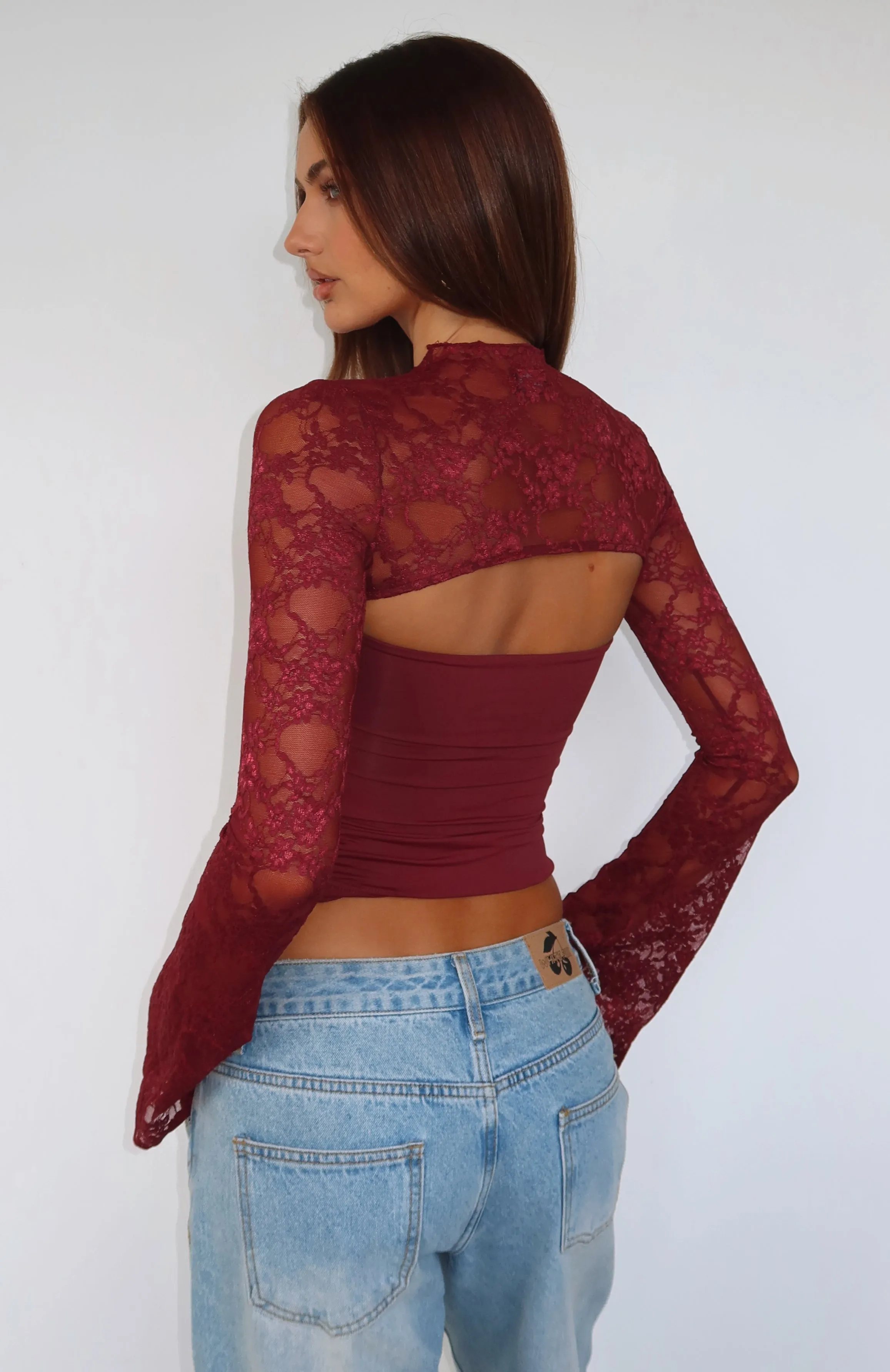 Devoted Love Long Sleeve Top Burgundy sold by White Fox Boutique product image thumbnail 2