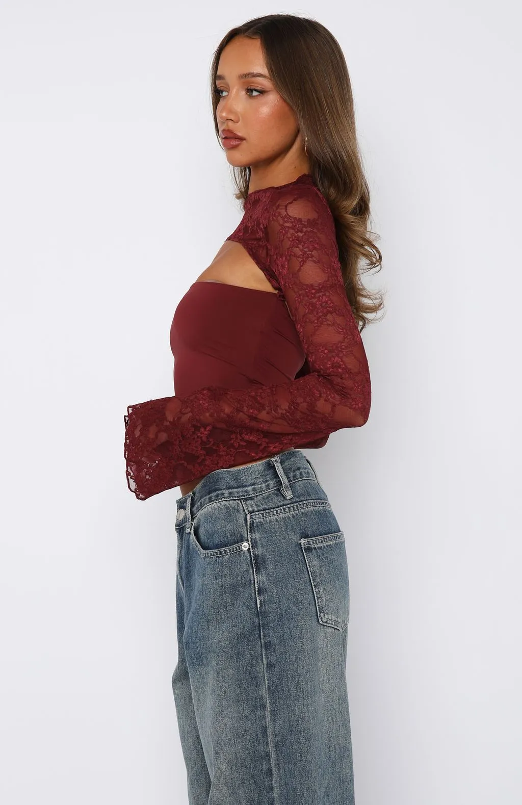 Devoted Love Long Sleeve Top Burgundy sold by White Fox Boutique product image thumbnail 4