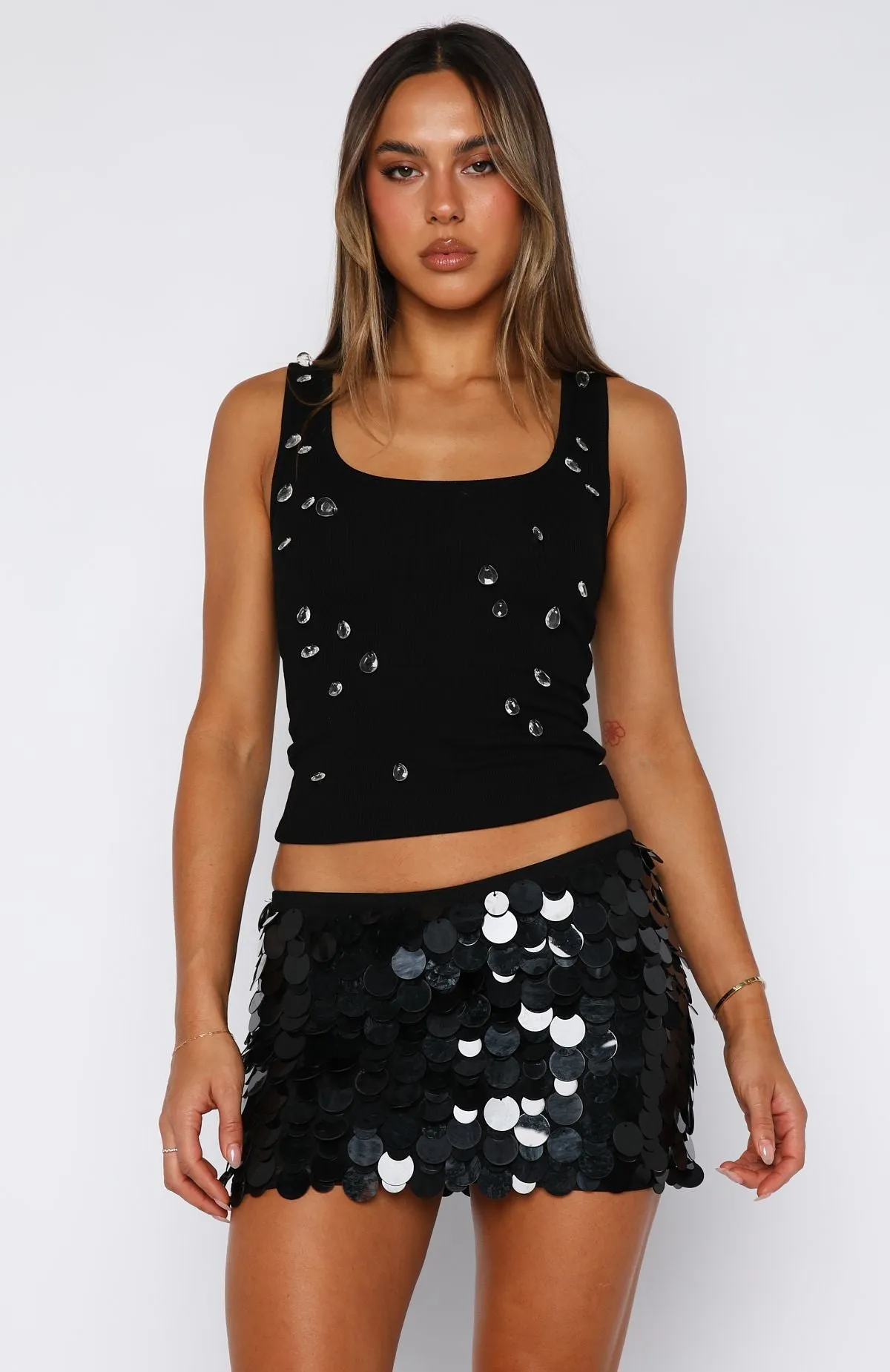 Ariel Mini Skirt Black Shell sold by White Fox Boutique product image thumbnail 2