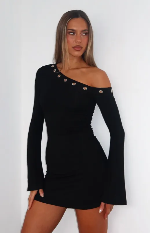 Live Loud Long Sleeve Mini Dress Black sold by White Fox Boutique