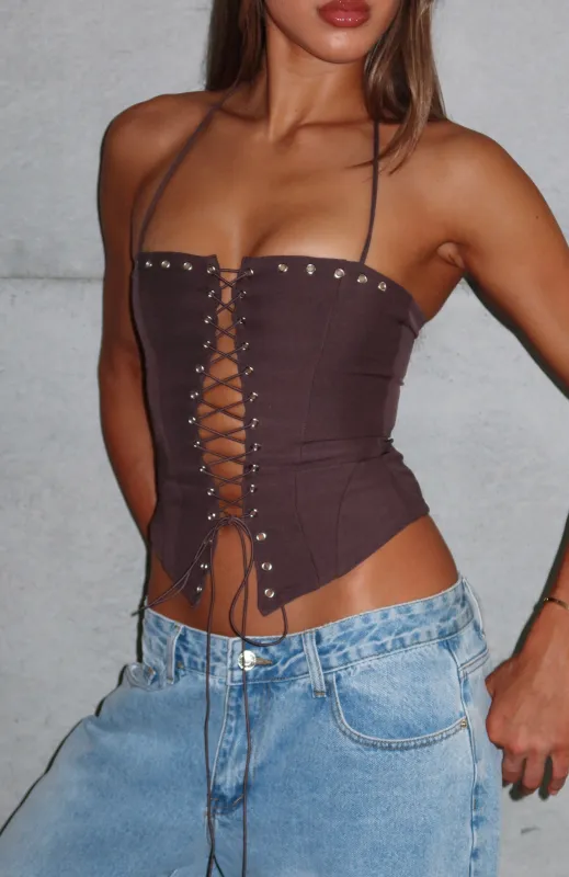 Make You My Lover Bustier Chocolate sold by White Fox Boutique