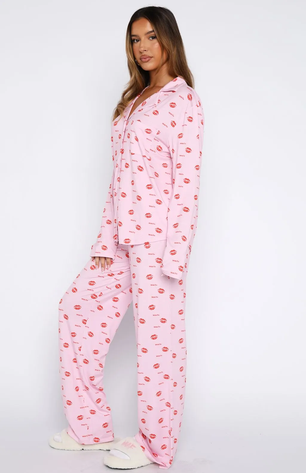 Pillow Talk Printed Long Sleeve Pyjama Set Strawberry Kisses sold by White Fox Boutique product image thumbnail 3