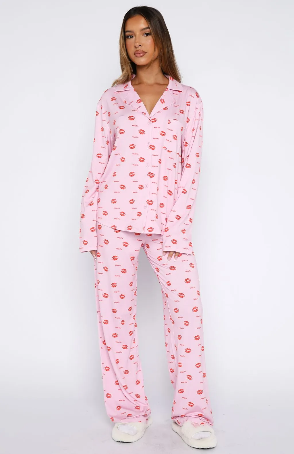 Pillow Talk Printed Long Sleeve Pyjama Set Strawberry Kisses sold by White Fox Boutique product image thumbnail 2