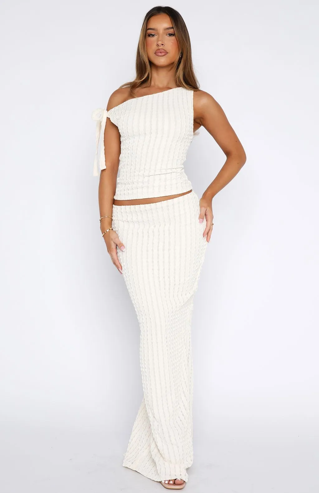 Top To Bottom Maxi Skirt Off White sold by White Fox Boutique product image thumbnail 2