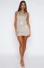 Sweet Mist Sequin Knit Mini Dress Gold sold by White Fox Boutique