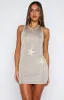 Sweet Mist Sequin Knit Mini Dress Gold sold by White Fox Boutique