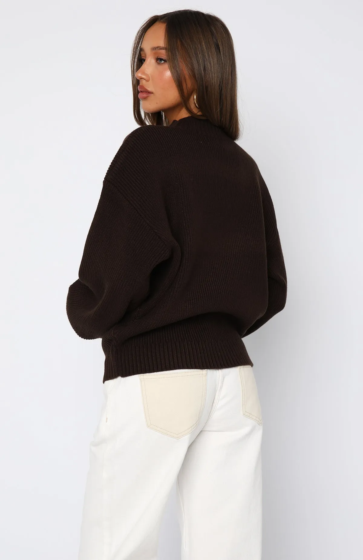 Keep It Classic Knit Sweater Chocolate sold by White Fox Boutique product image thumbnail 4