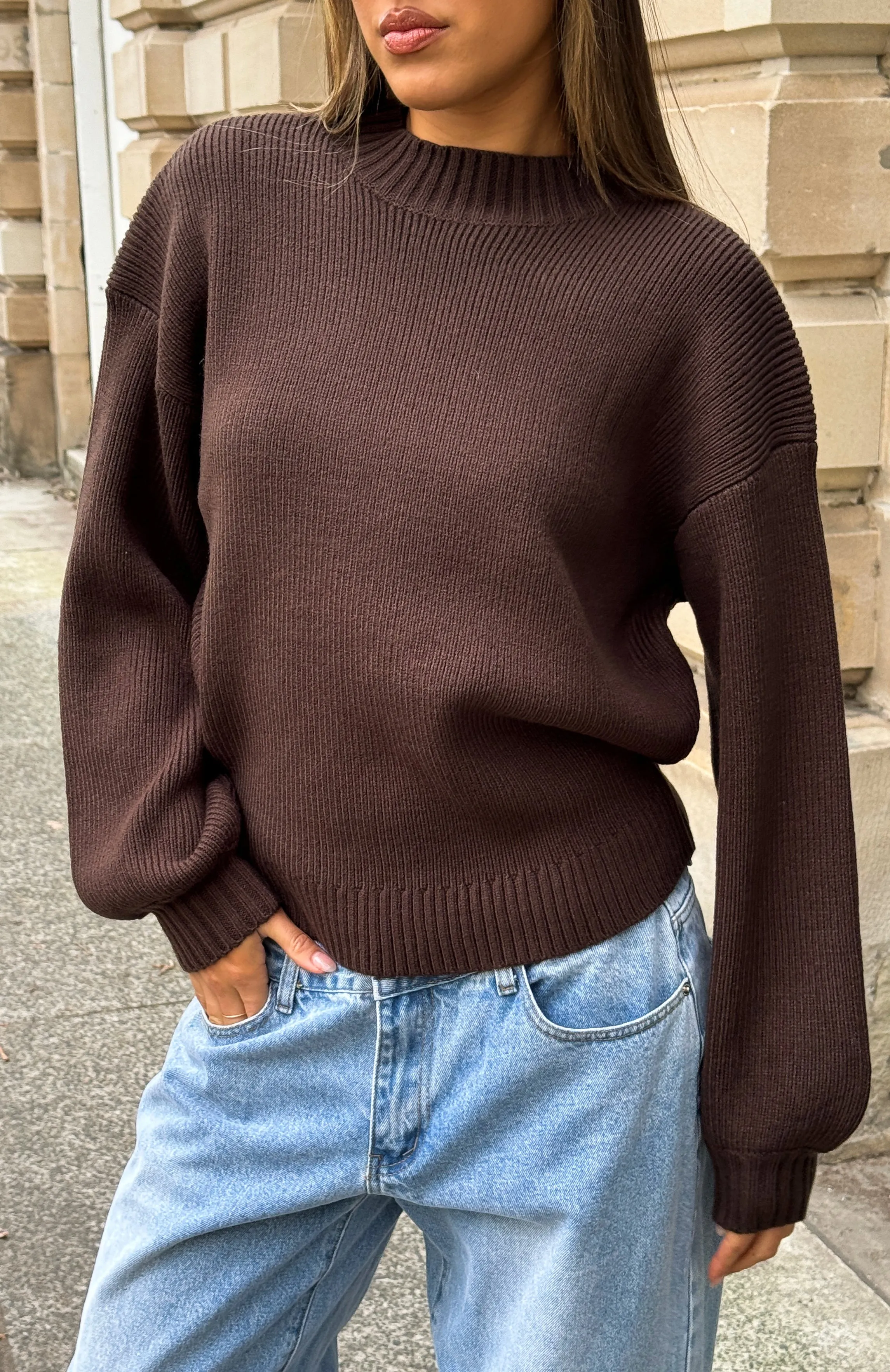 Keep It Classic Knit Sweater Chocolate sold by White Fox Boutique product image thumbnail 5