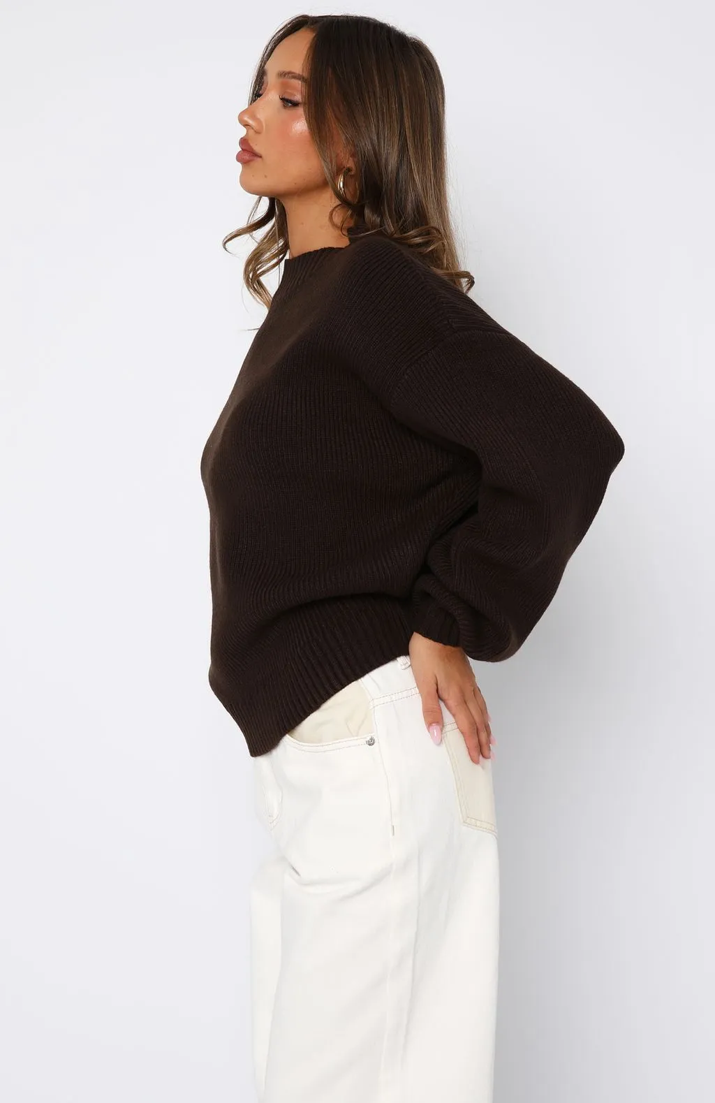 Keep It Classic Knit Sweater Chocolate sold by White Fox Boutique product image thumbnail 3
