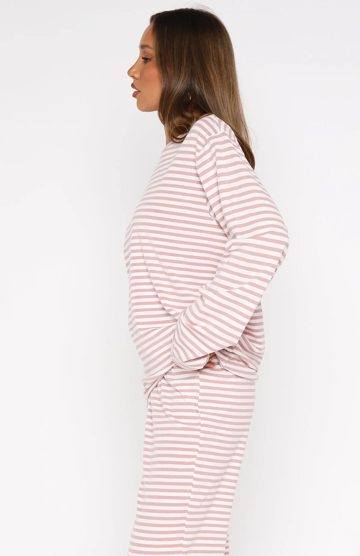 Slow Life Long Sleeve Pyjama Top Pink/White Stripe sold by White Fox Boutique product image thumbnail 3