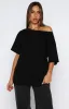Give Me Options Off Shoulder Tee Black sold by White Fox Boutique