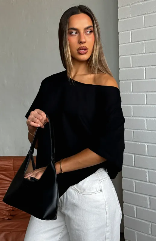 Give Me Options Off Shoulder Tee Black sold by White Fox Boutique