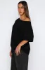 Give Me Options Off Shoulder Tee Black sold by White Fox Boutique