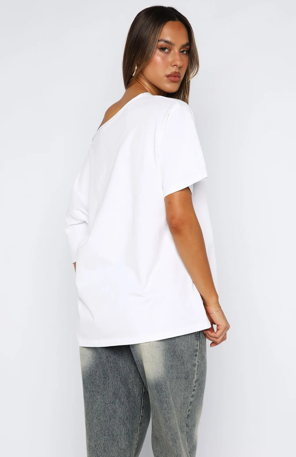 Give Me Options Off Shoulder Tee White sold by White Fox Boutique product image thumbnail 4