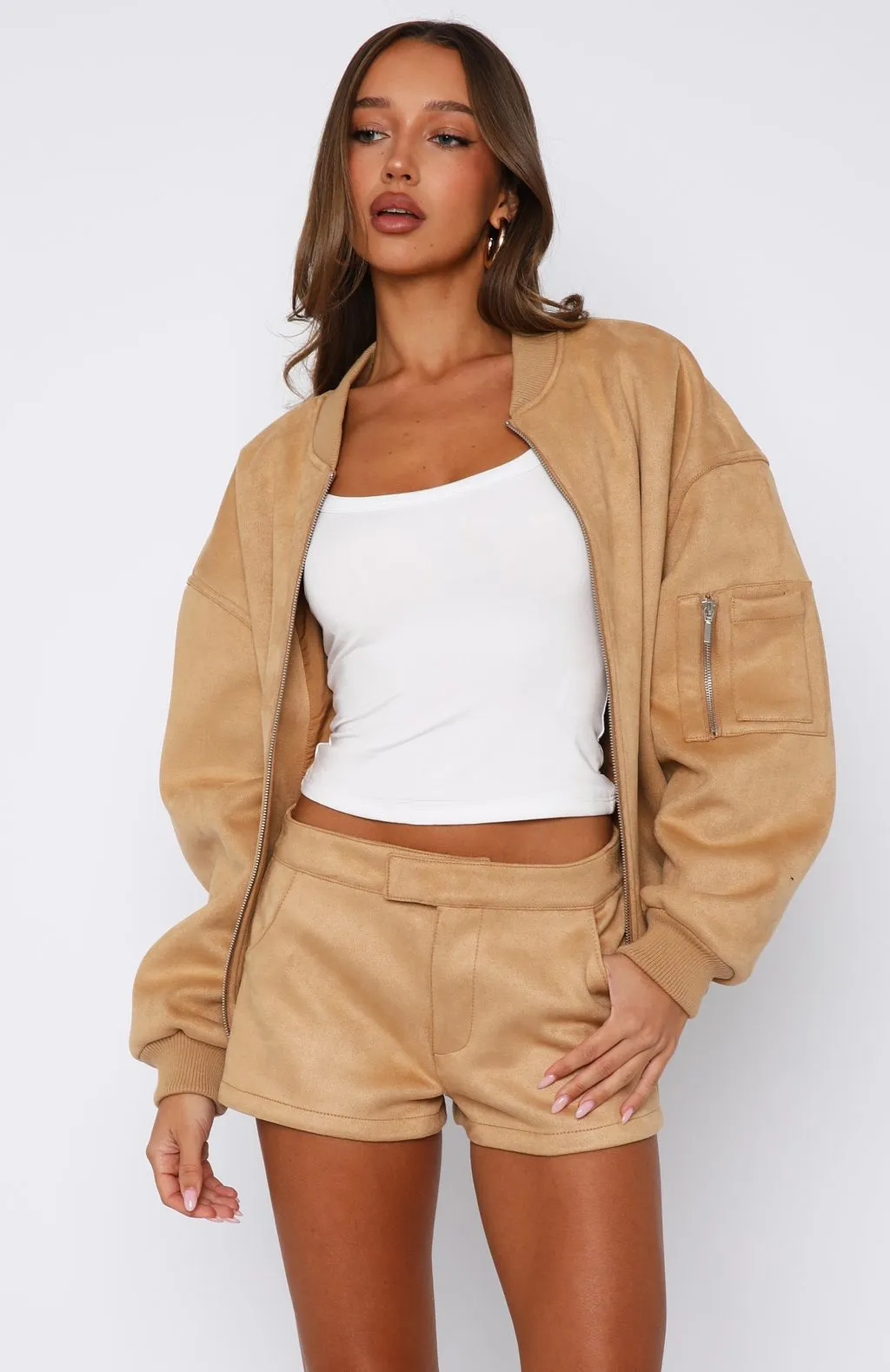 Confidence Level Suede Jacket Honey sold by White Fox Boutique product image thumbnail 5