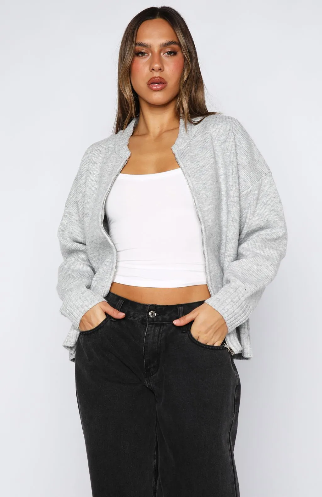 Unbreakable Bond Knit Jacket Grey Marle sold by White Fox Boutique product image thumbnail 5