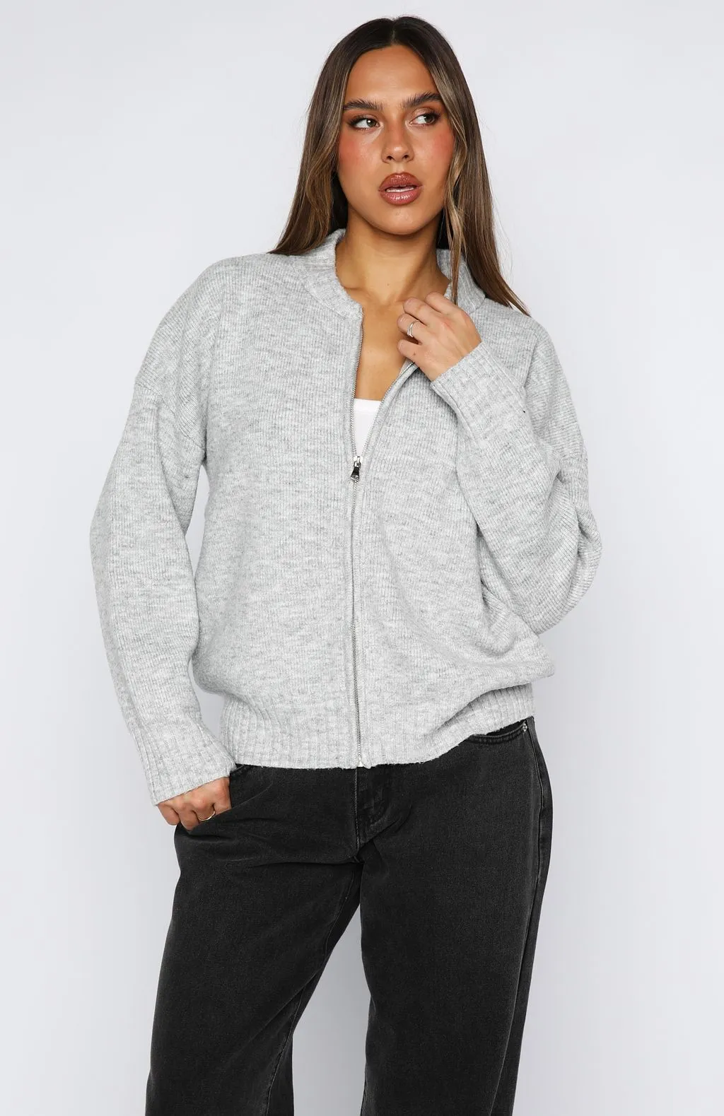 Unbreakable Bond Knit Jacket Grey Marle sold by White Fox Boutique product image thumbnail 2