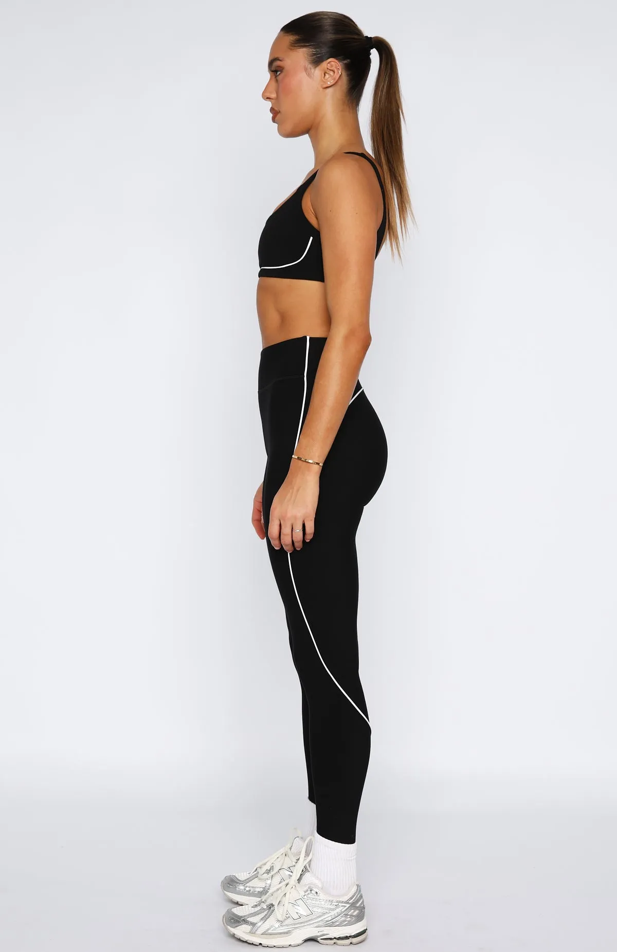 Ace High Waisted Leggings Black/White sold by White Fox Boutique product image thumbnail 4