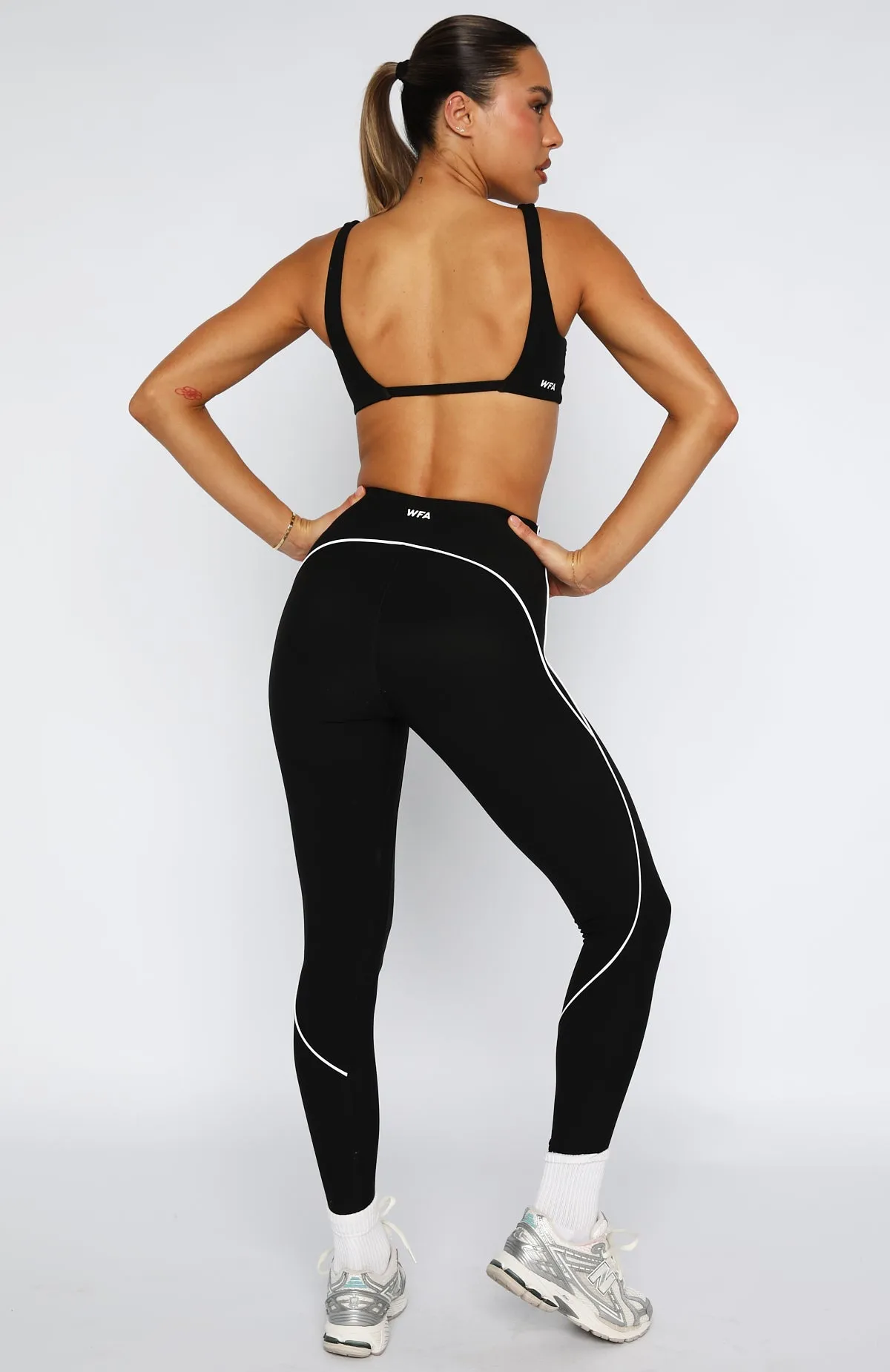 Ace High Waisted Leggings Black/White sold by White Fox Boutique product image thumbnail 5