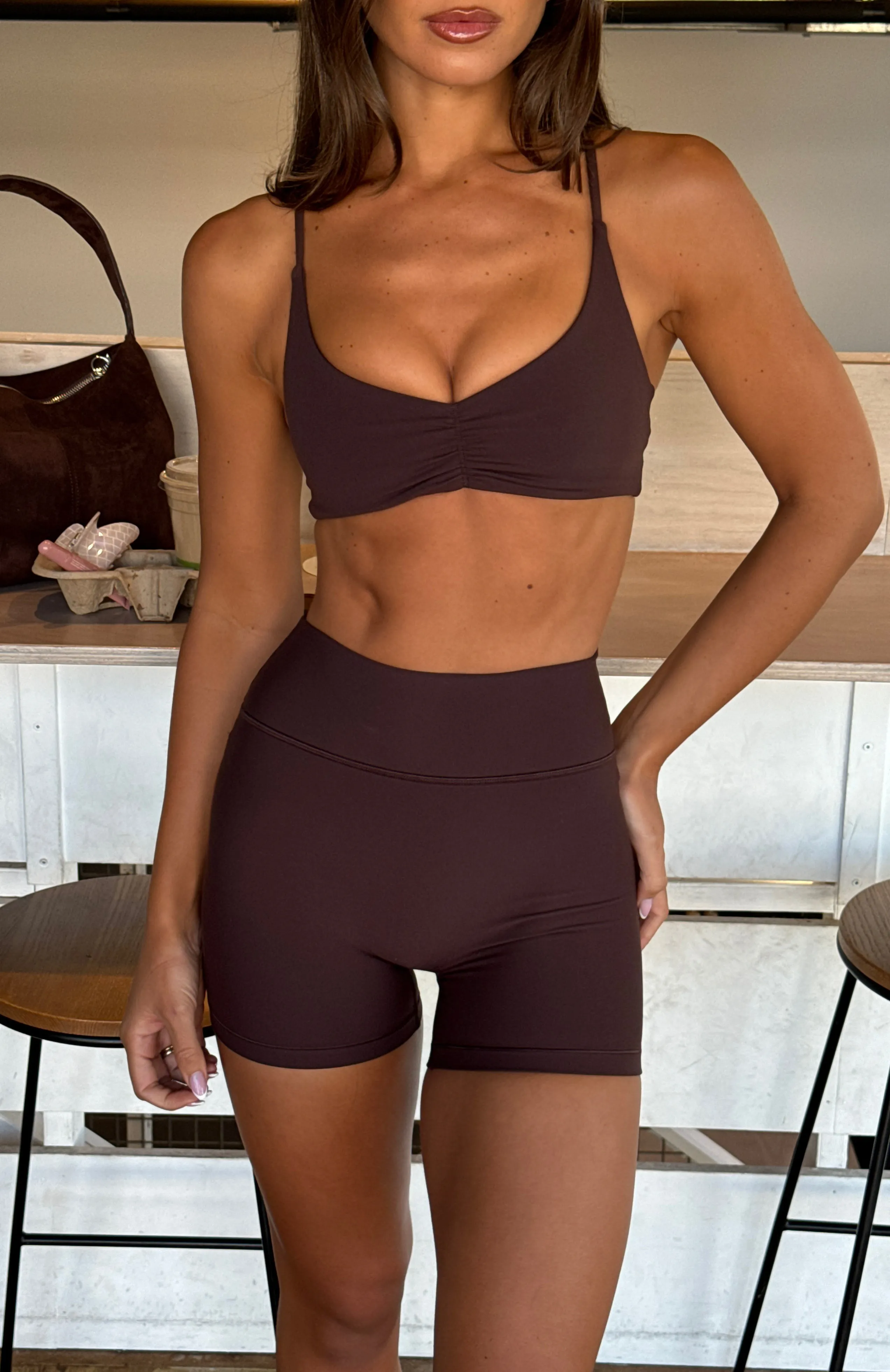 Fusion Sports Bra Dark Chocolate sold by White Fox Boutique