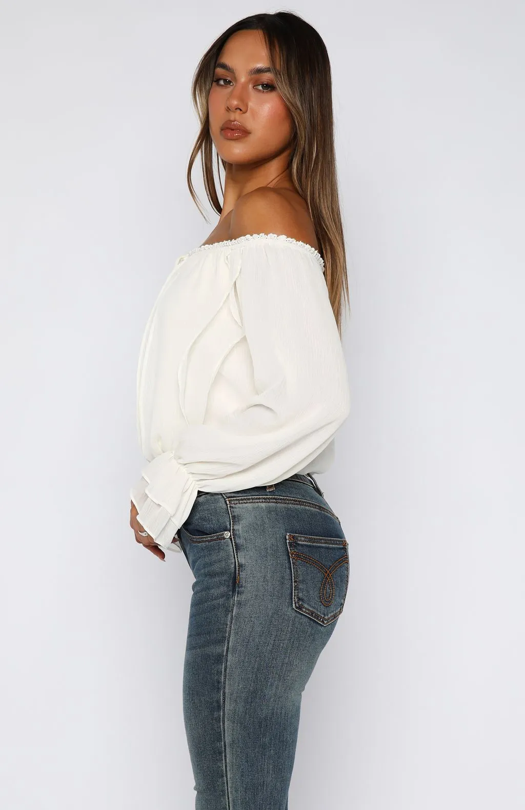 Star Girl Off Shoulder Top White sold by White Fox Boutique product image thumbnail 4