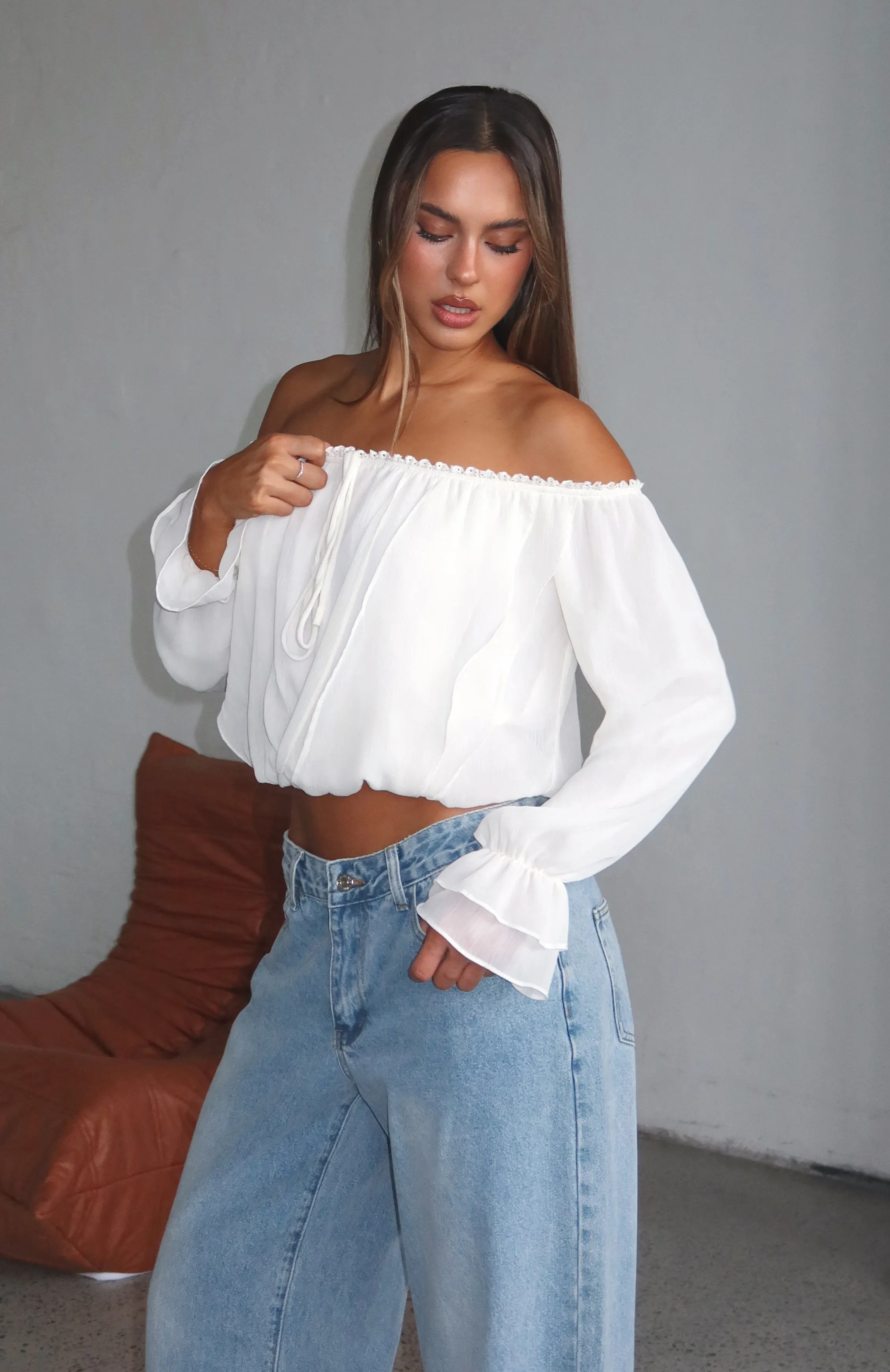 Star Girl Off Shoulder Top White sold by White Fox Boutique product image thumbnail 2