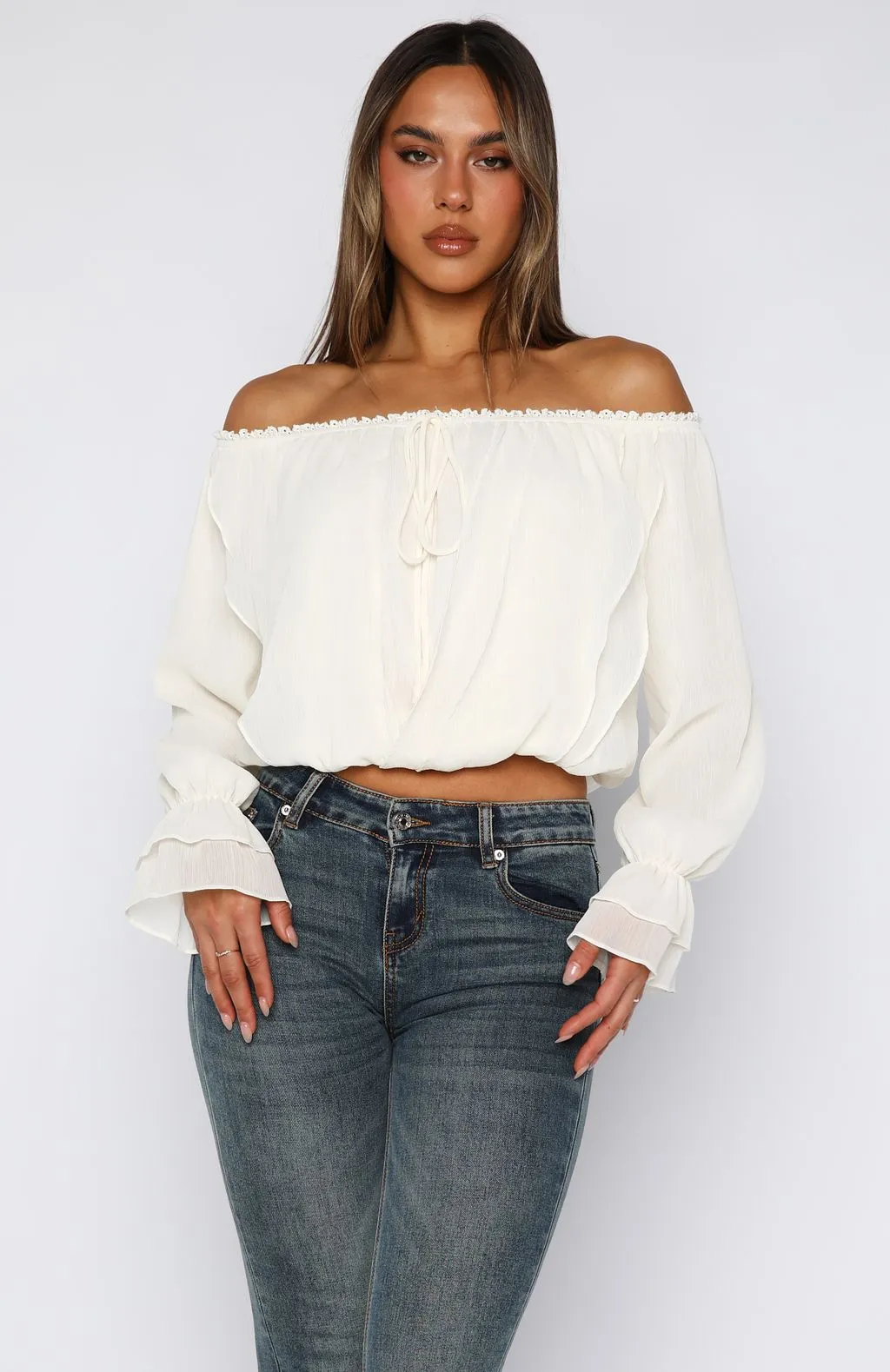 Star Girl Off Shoulder Top White sold by White Fox Boutique product image thumbnail 3