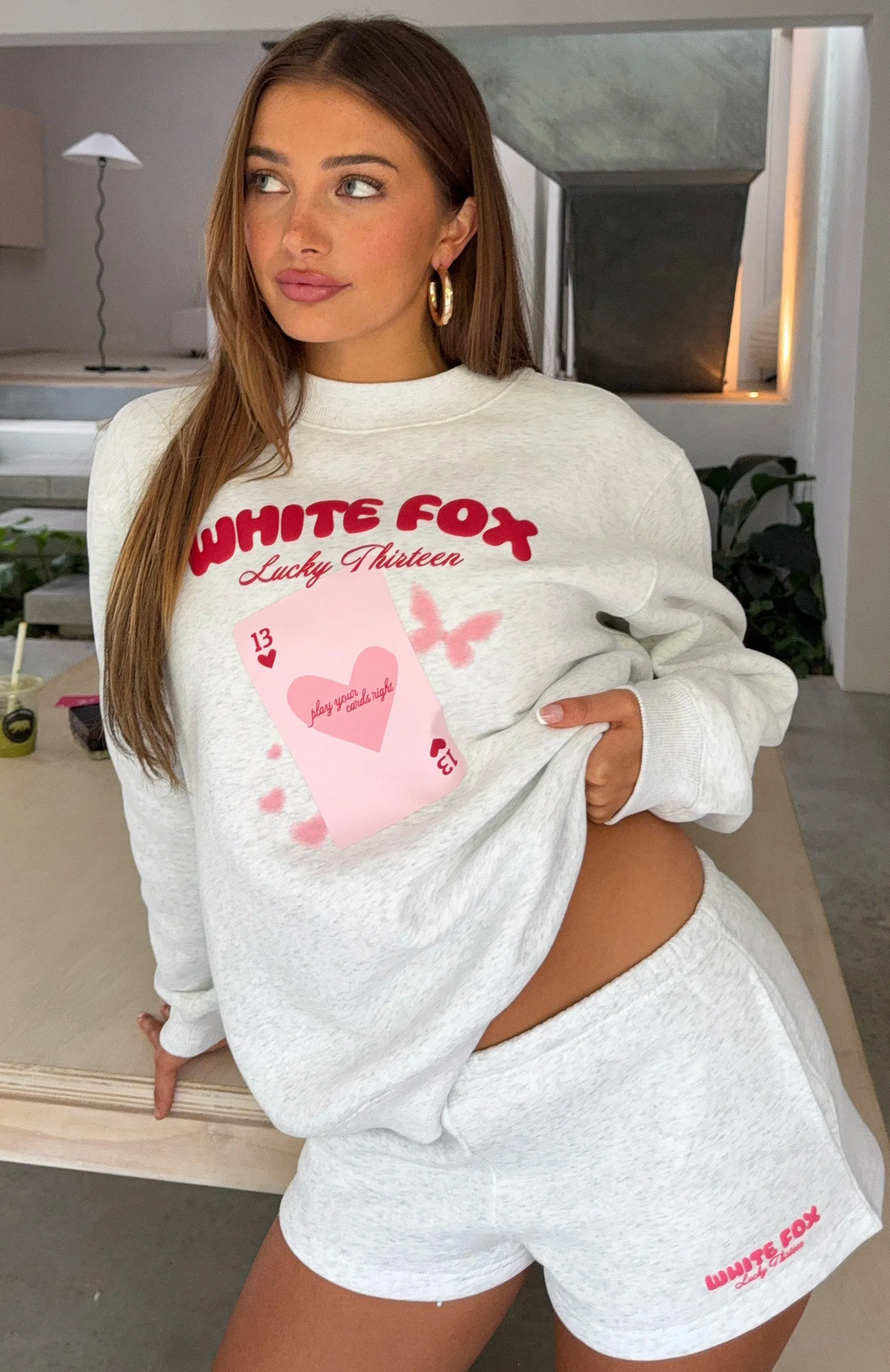 Lucky Thirteen Stephanie Lounge Shorts Grey Marle sold by White Fox Boutique