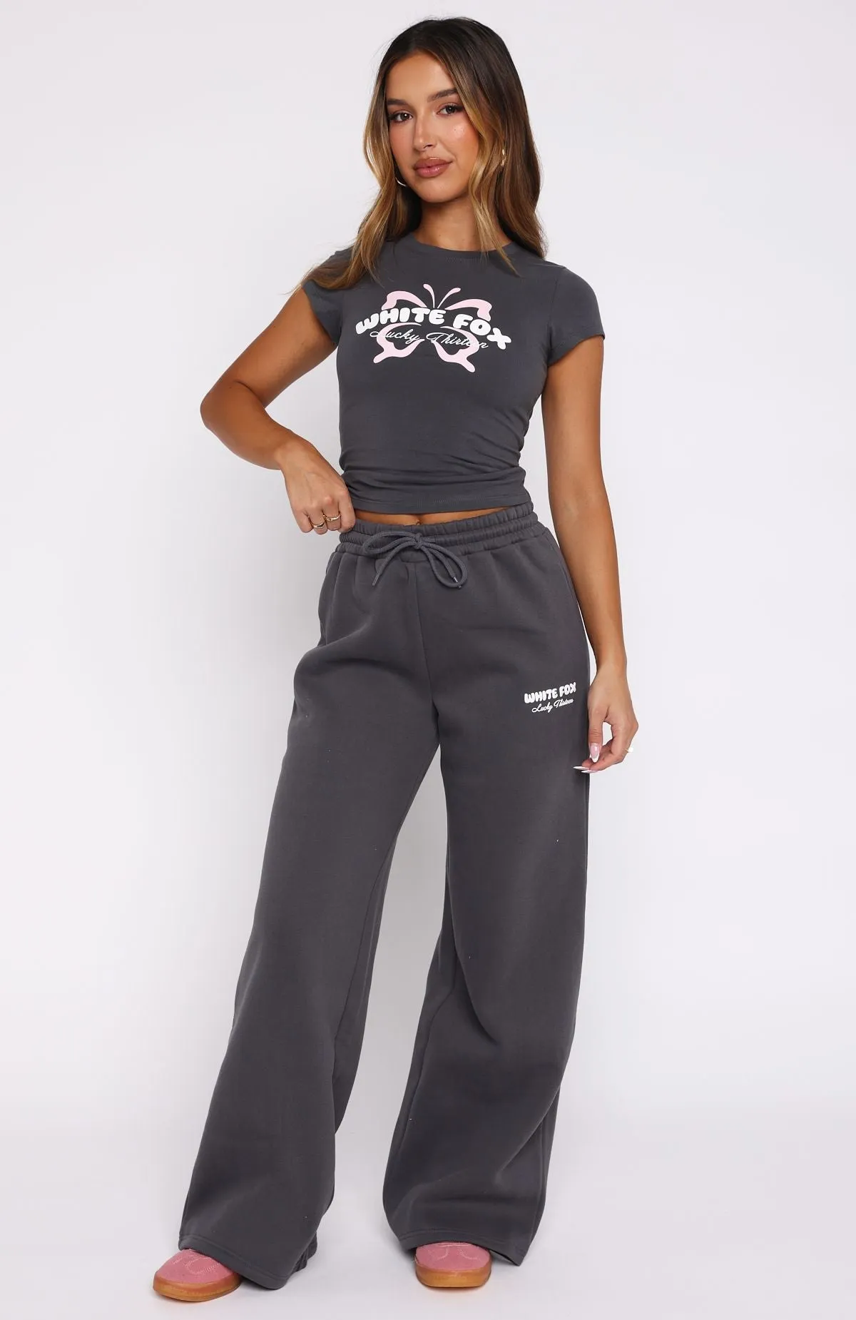 Lucky Thirteen Audrina Wide Leg Sweatpants Volcanic sold by White Fox Boutique product image thumbnail 2