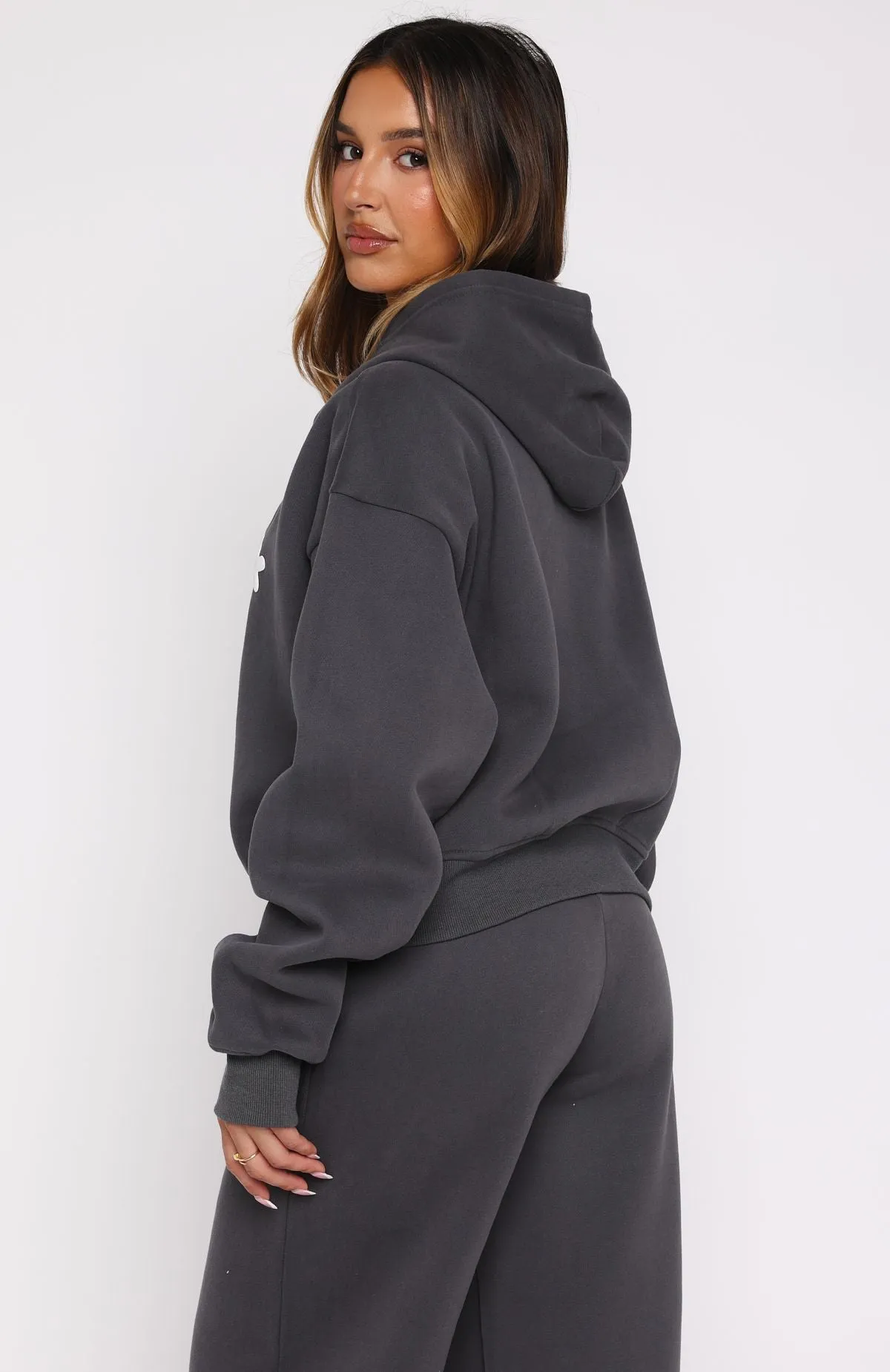Lucky Thirteen Audrina Boxy Zip Front Hoodie Volcanic sold by White Fox Boutique product image thumbnail 4