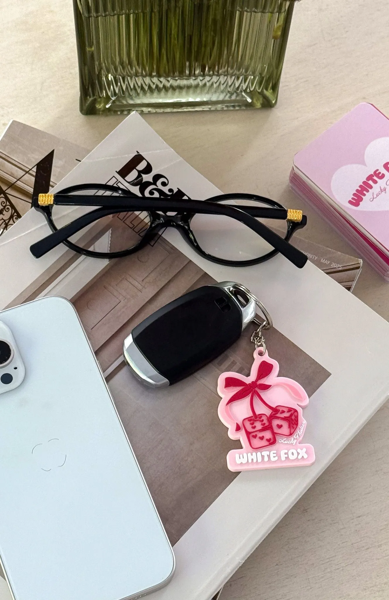 Lucky Thirteen Cheyenne Keychain Pink sold by White Fox Boutique