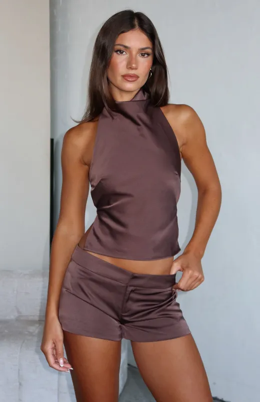 Time Passes Mini Shorts Chocolate sold by White Fox Boutique