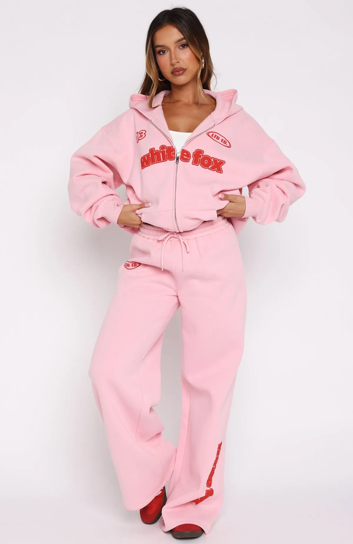 Ready To Go Wide Leg Sweatpants Pink sold by White Fox Boutique product image thumbnail 2