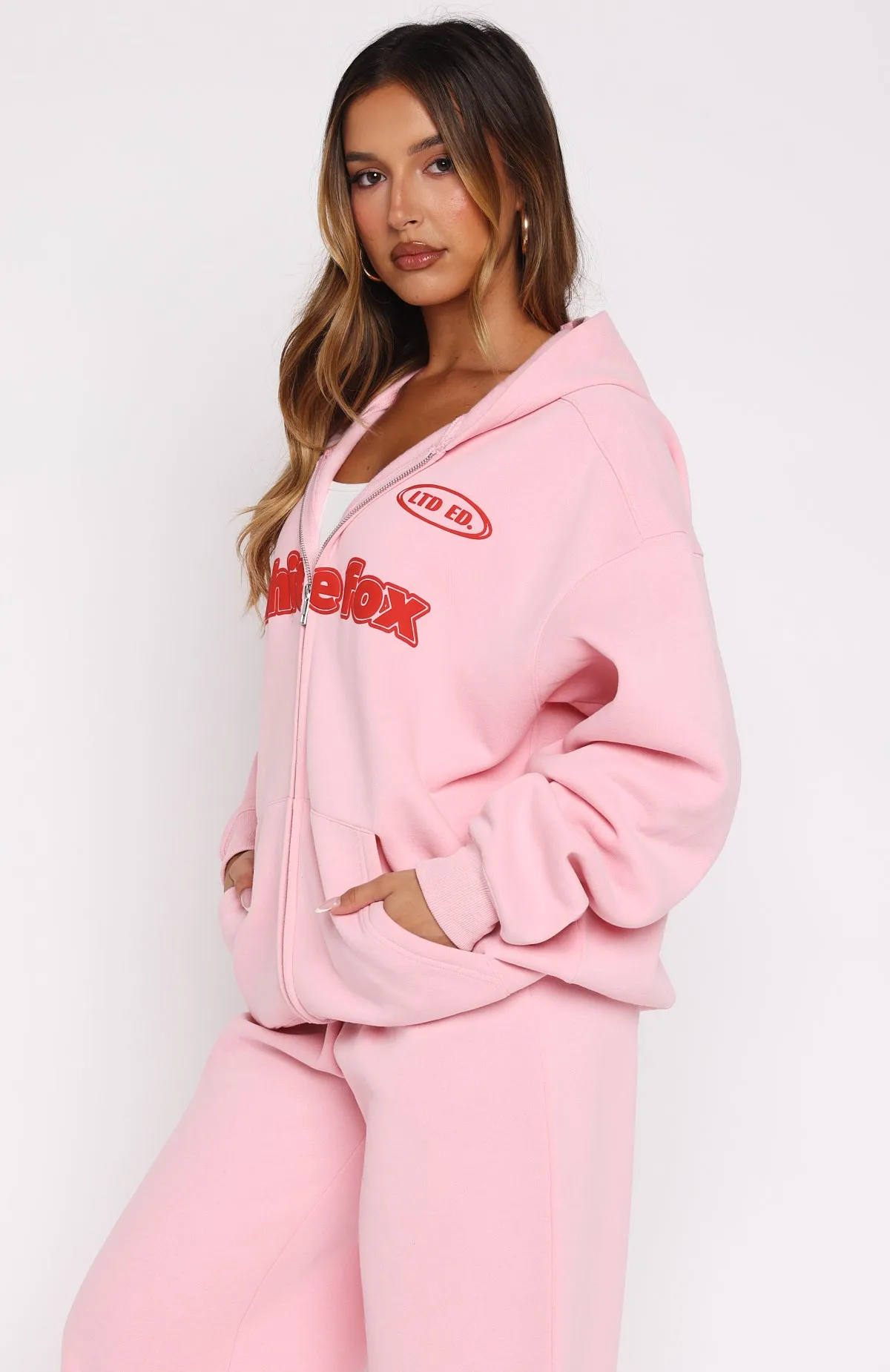 Ready To Go Zip Front Hoodie Pink sold by White Fox Boutique product image thumbnail 3