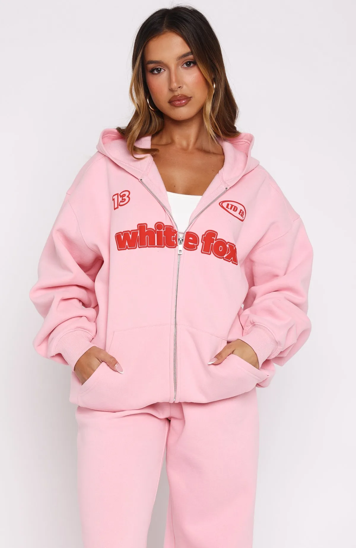 Ready To Go Zip Front Hoodie Pink sold by White Fox Boutique product image thumbnail 2