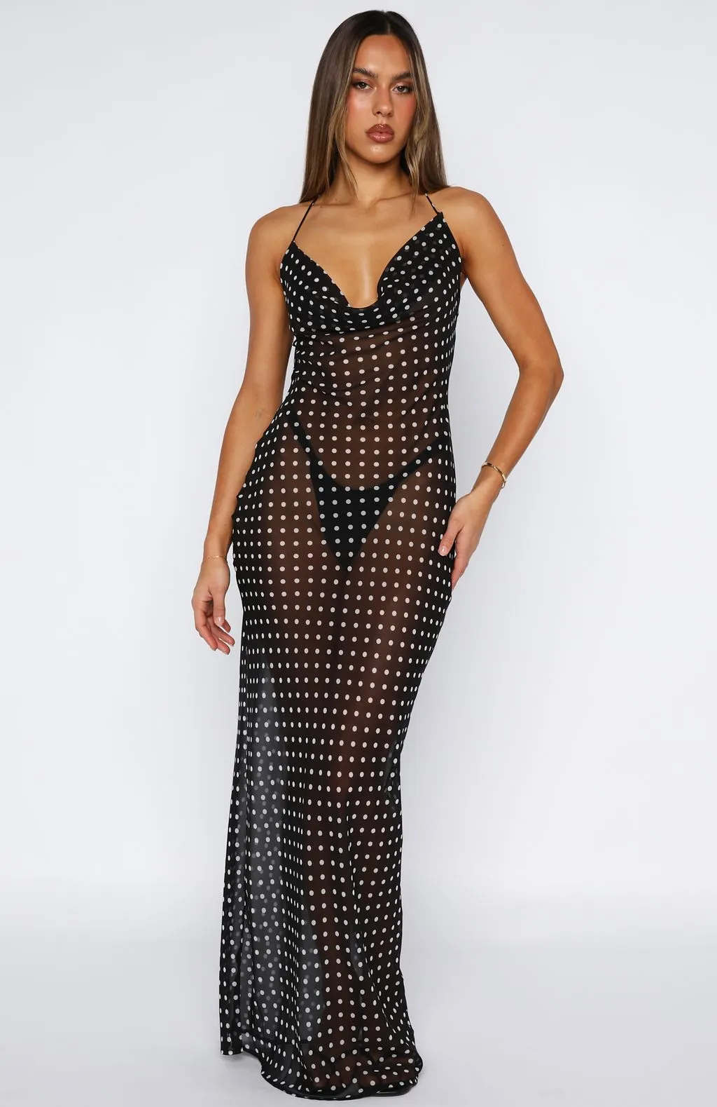 Just For Me Maxi Dress Black/White Polka Dot sold by White Fox Boutique product image thumbnail 2