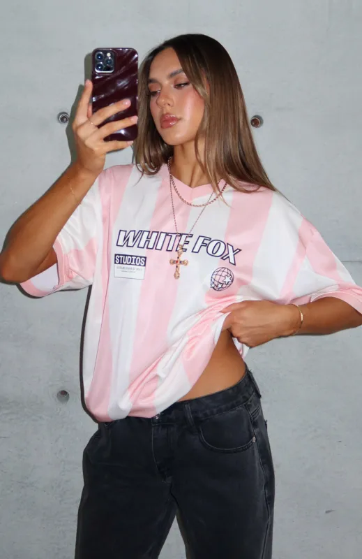 Let's Just Leave Oversized Jersey Pink/Cream sold by White Fox Boutique