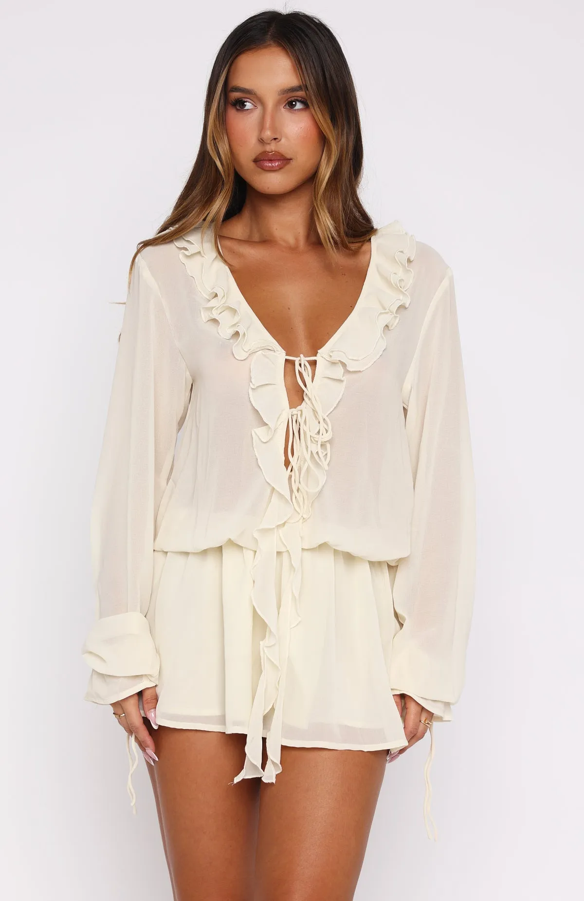 Eternal Energy Long Sleeve Mini Dress Cream sold by White Fox Boutique product image thumbnail 2