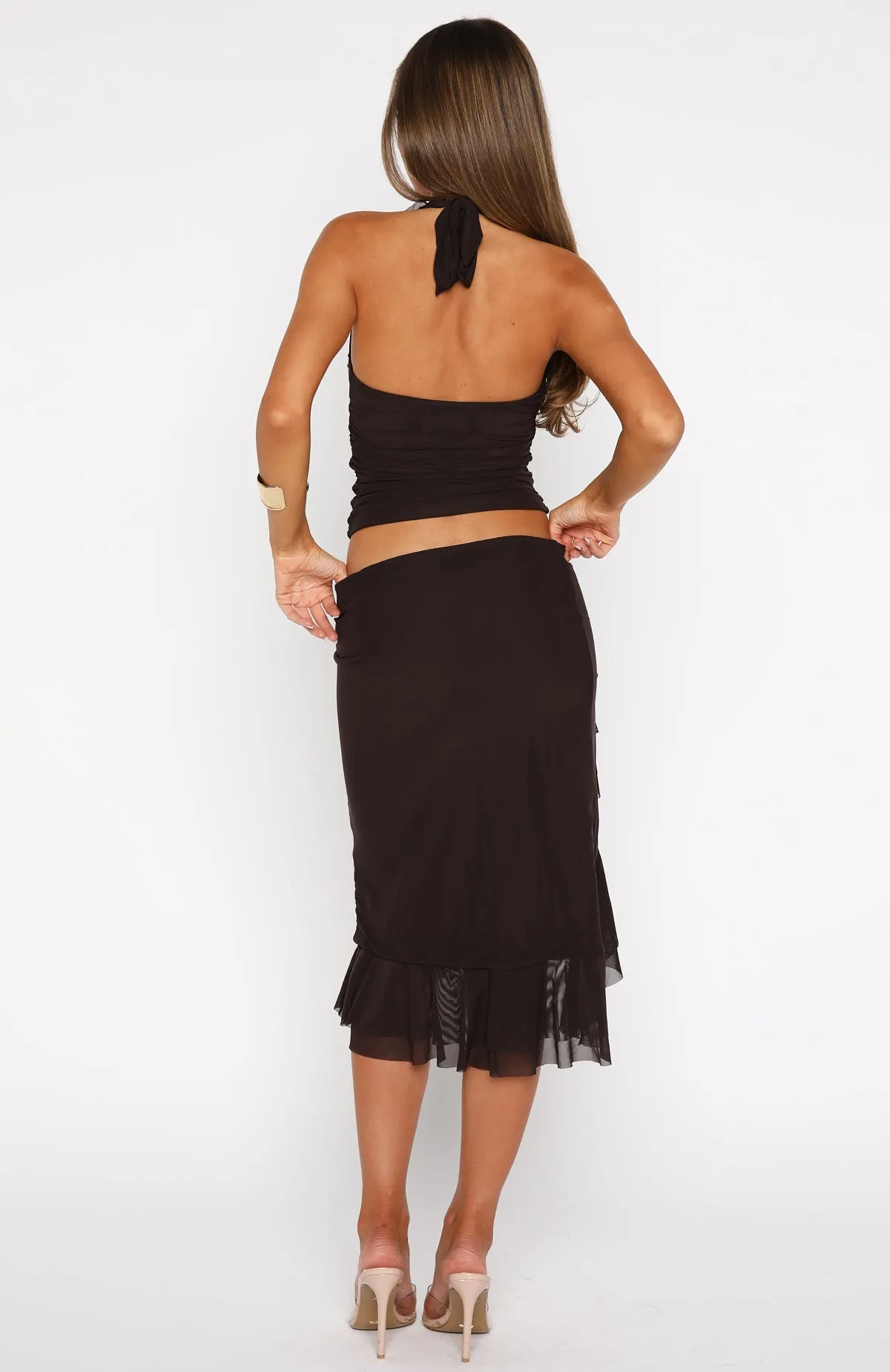 Let It Breathe Midi Skirt Espresso sold by White Fox Boutique product image thumbnail 4