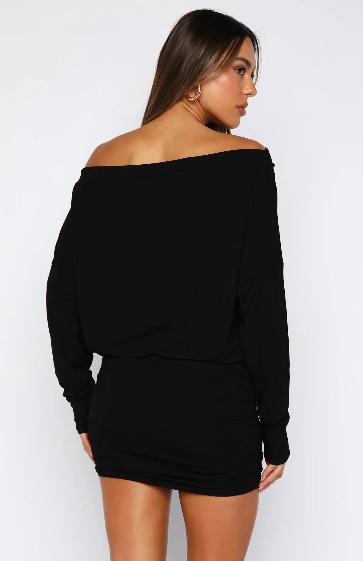 Take Your Turn Long Sleeve Mini Dress Black sold by White Fox Boutique product image thumbnail 5