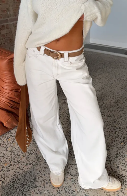 Elanor Belt Tan Faux Suede/Gold sold by White Fox Boutique