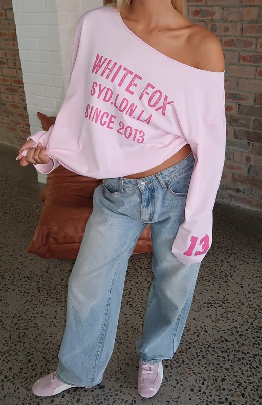 Topic Of Discussion Off Shoulder Oversized Long Sleeve Tee Posy made by White Fox Boutique