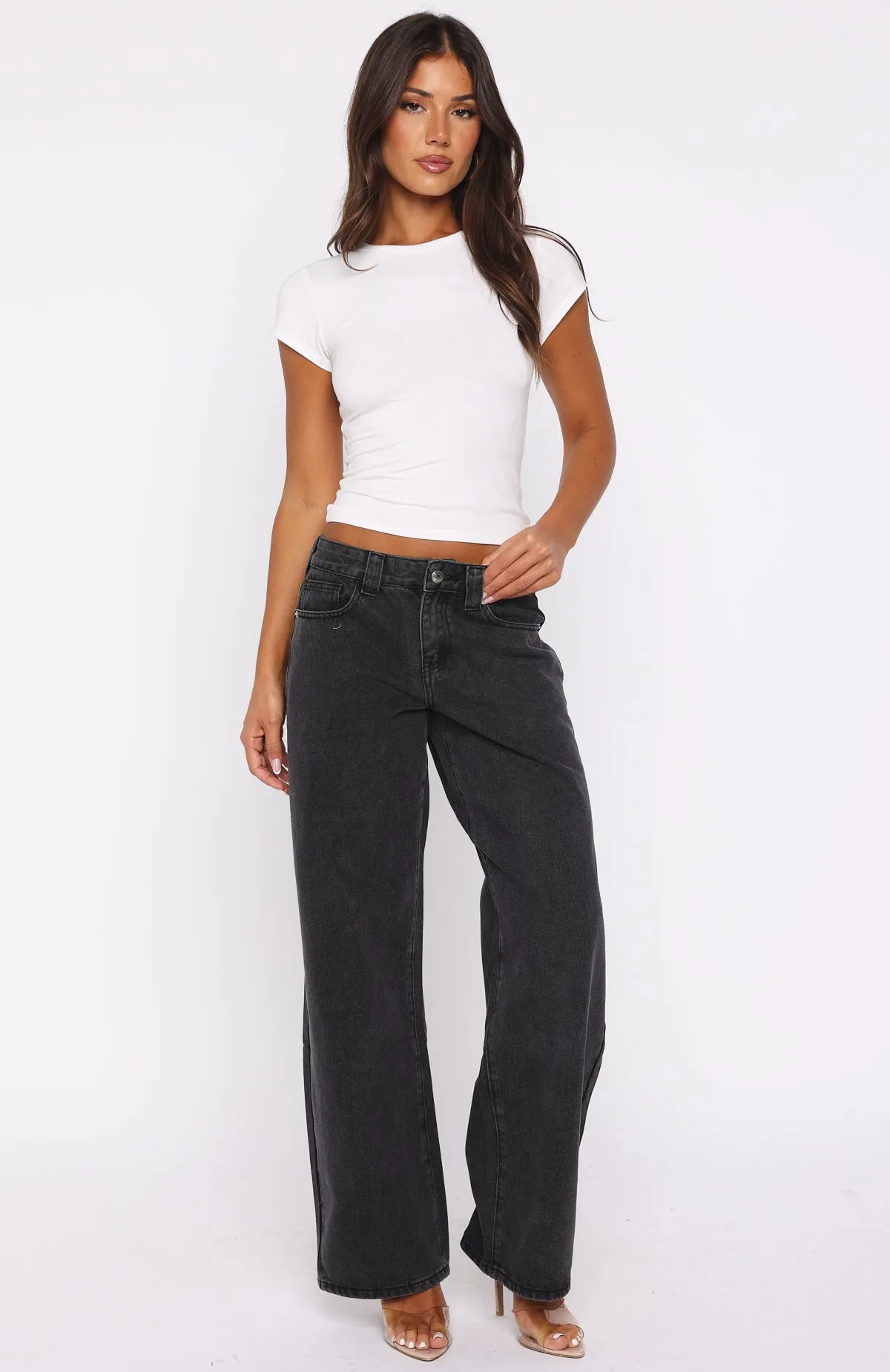 Clarissa Low Rise Wide Leg Jeans Black Acid sold by White Fox Boutique product image thumbnail 2