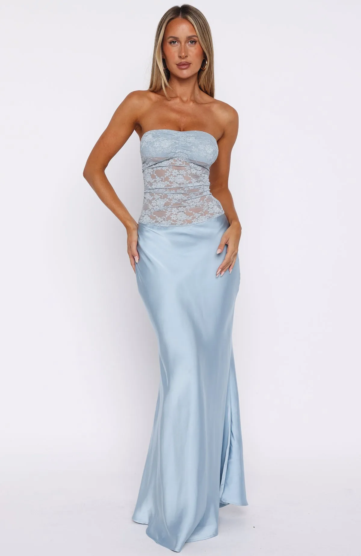 Fall In Love With You Strapless Maxi Dress Sky Blue sold by White Fox Boutique product image thumbnail 2
