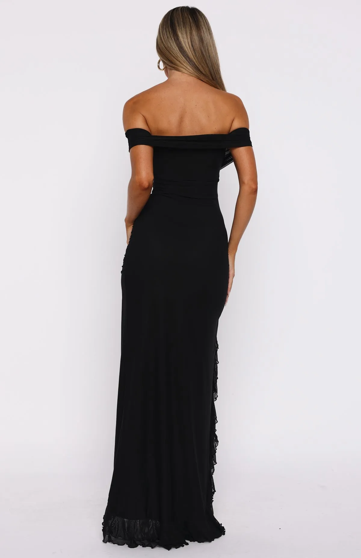 Icon In Motion Off Shoulder Maxi Dress Black sold by White Fox Boutique product image thumbnail 4