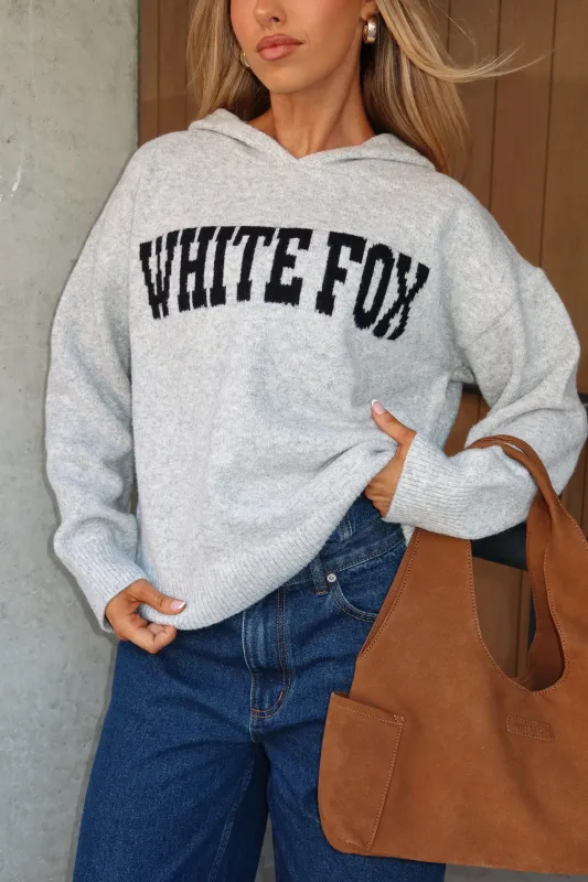 Off To Better Things Oversized Knit Hoodie Light Grey sold by White Fox Boutique