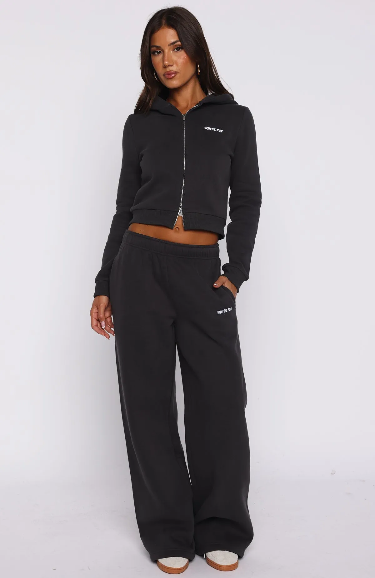 Comfy And Cute Wide Leg Sweatpants Charcoal sold by White Fox Boutique product image thumbnail 2