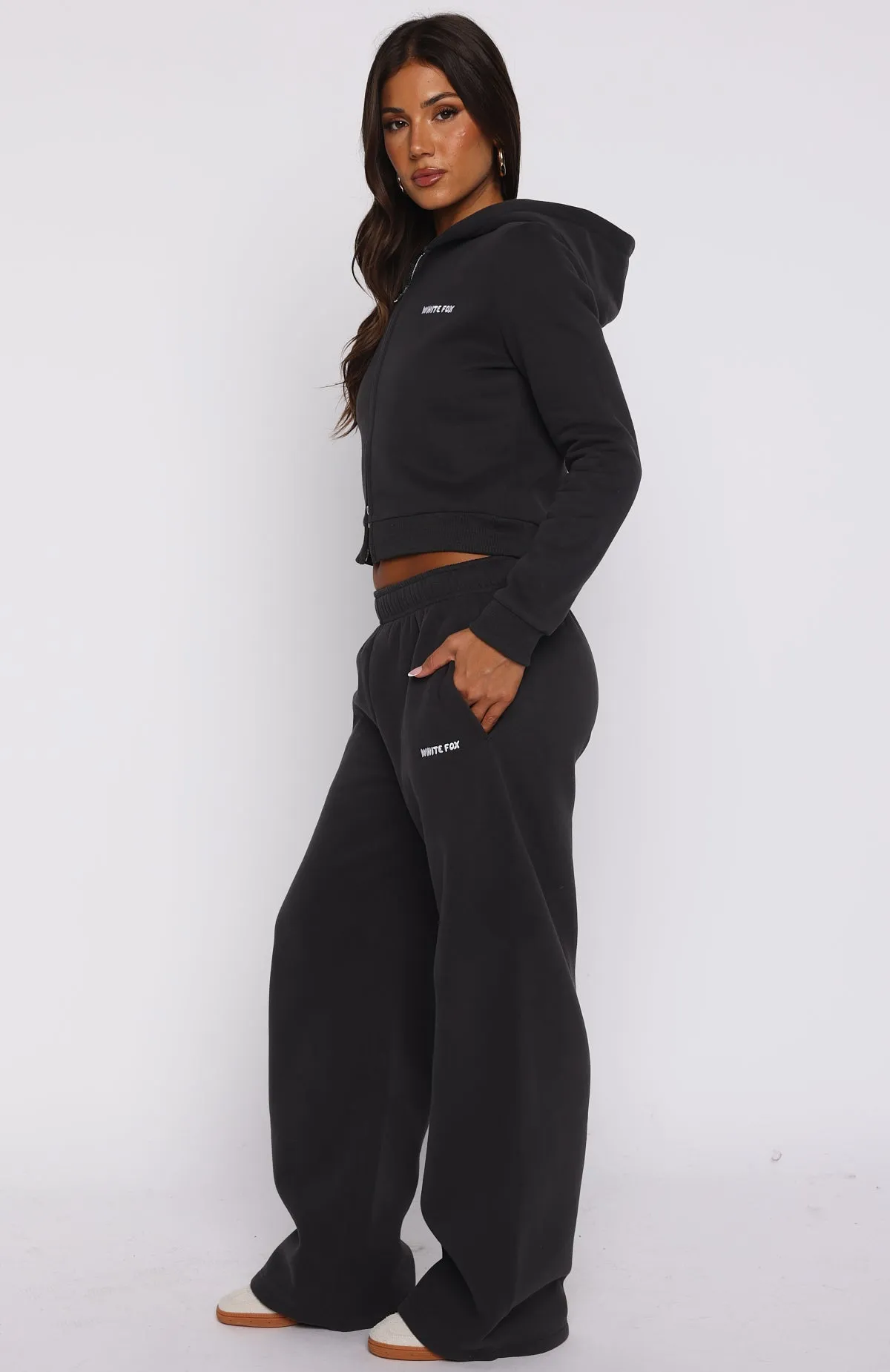 Comfy And Cute Wide Leg Sweatpants Charcoal sold by White Fox Boutique product image thumbnail 3