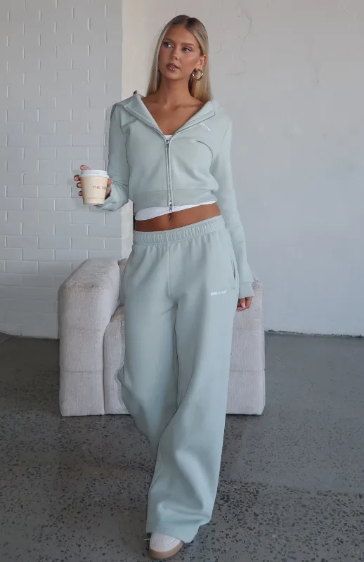 Comfy And Cute Wide Leg Sweatpants Seafoam sold by White Fox Boutique
